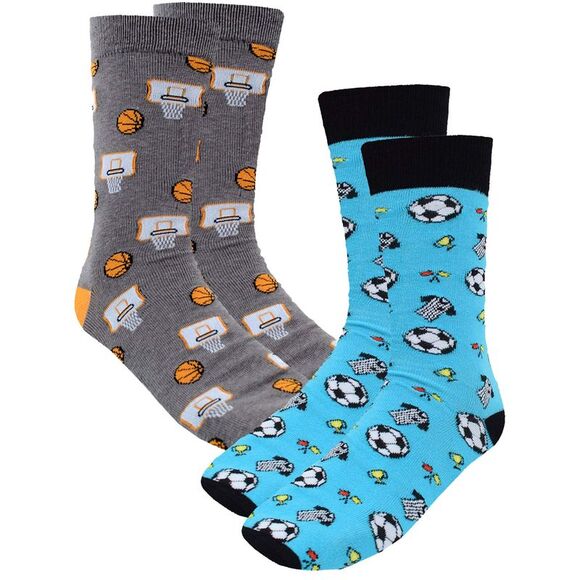 Football & Basketball 2 Pack Mens Dress Crew Socks - Picture 4 of 4